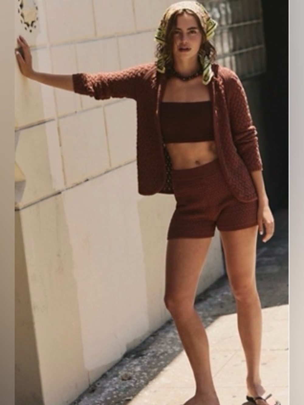 Free People Laguna Love Sweater Set brown small